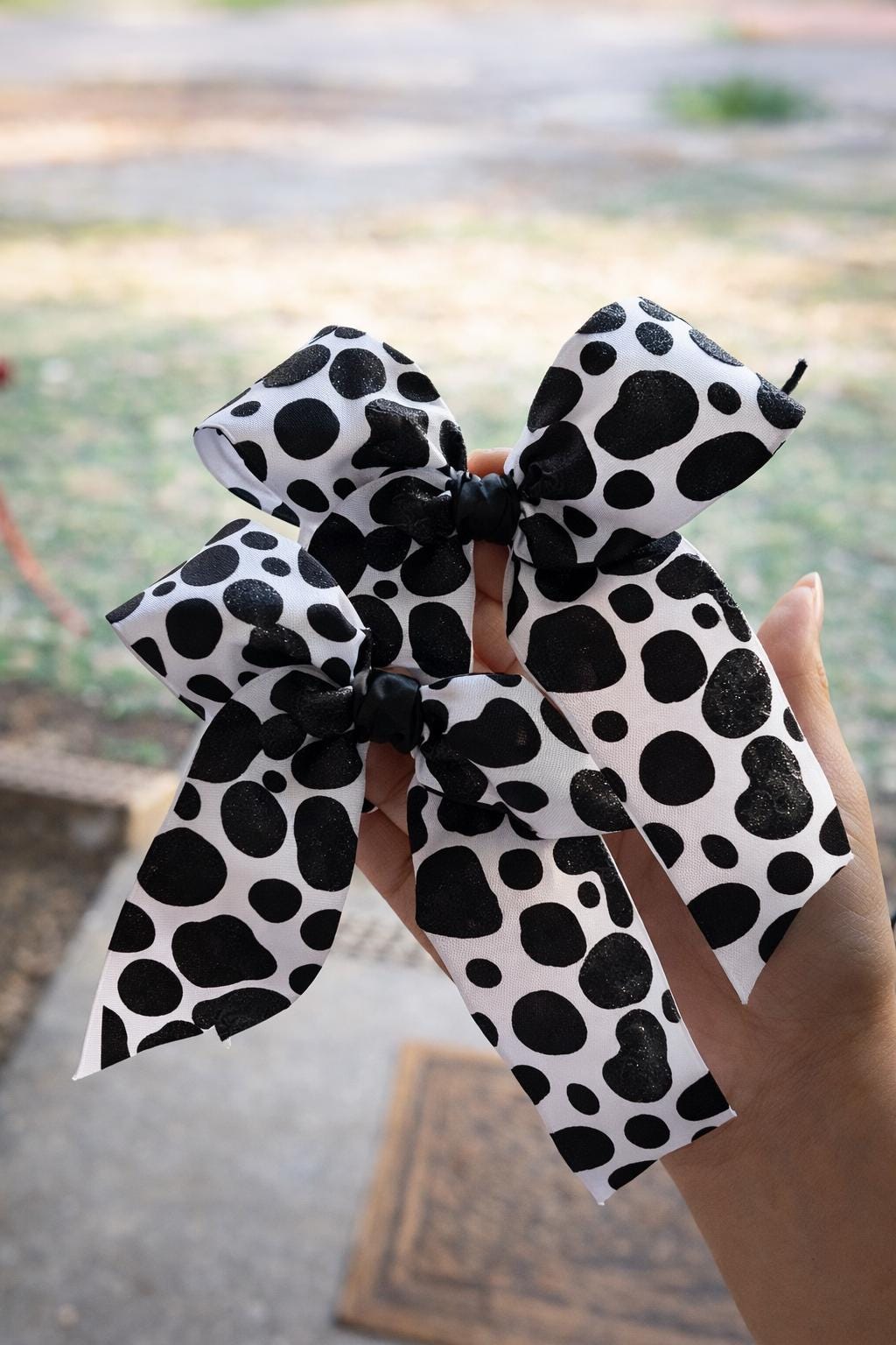 Custom Glitter Dalmatian Boutique Hair Bow