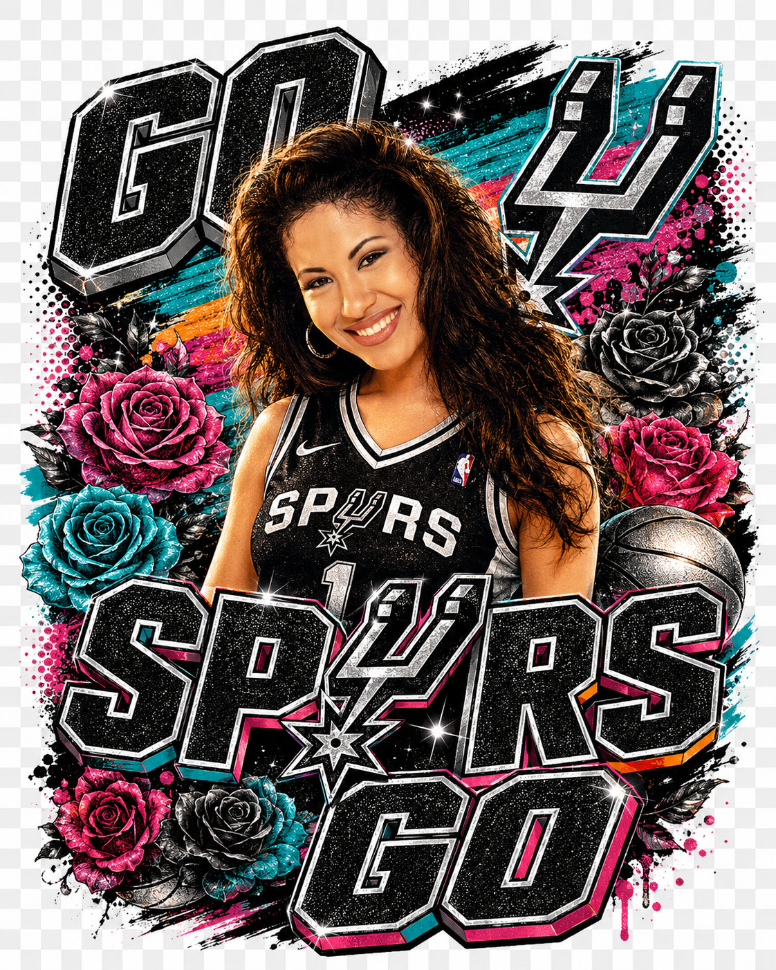 Tejano Legend Fiesta Spurs-Inspired Glitter DTF Transfer Only