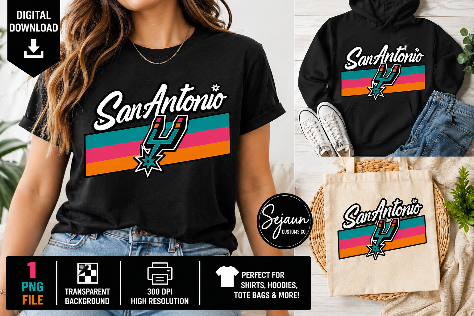 San Antonio Basketball Inspired PNG File | Fiesta Color Digital Download | Shirt Graphic Design