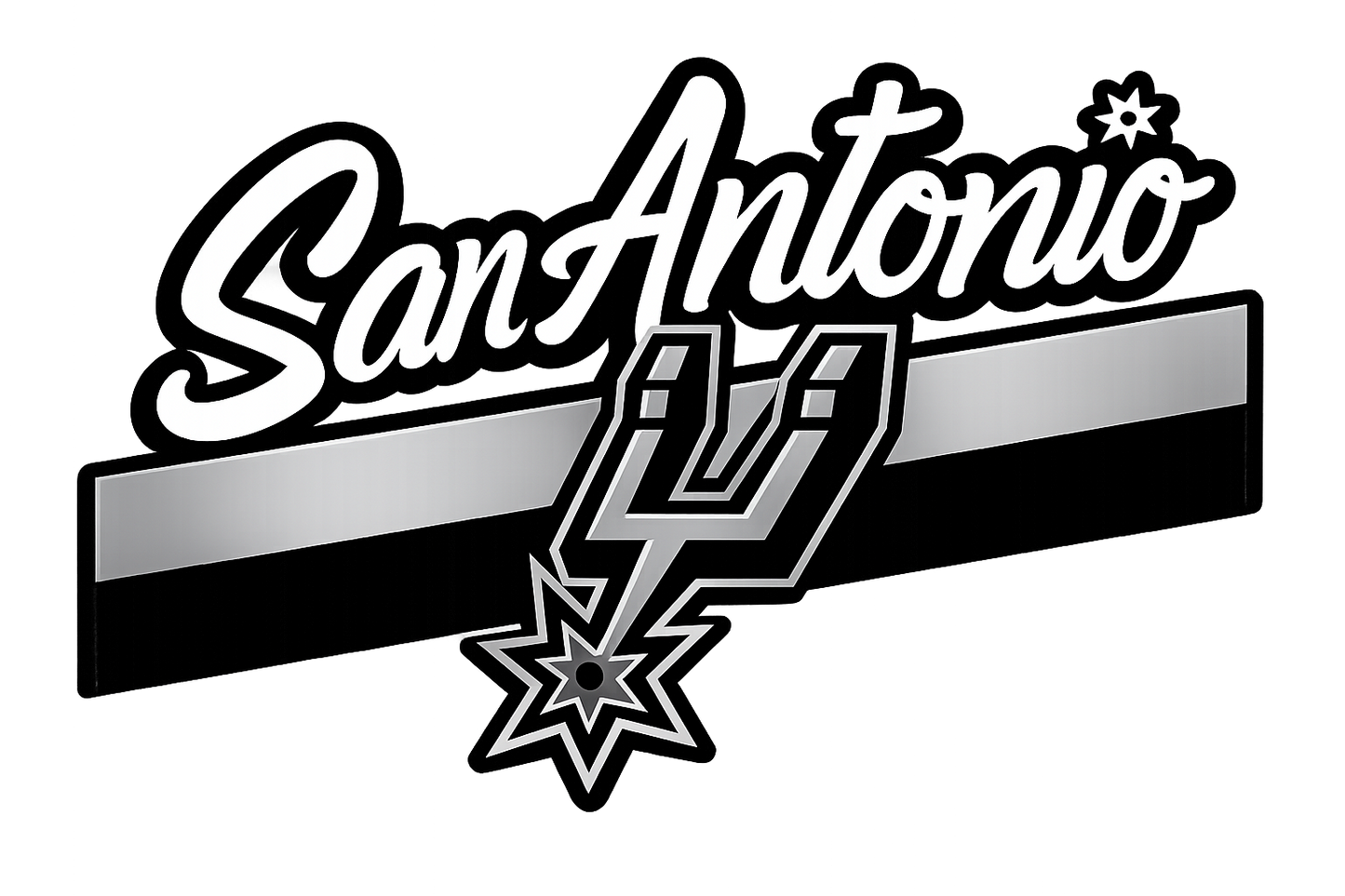 Classic Black & Silver San Antonio Spurs-Inspired DTF Transfer Only