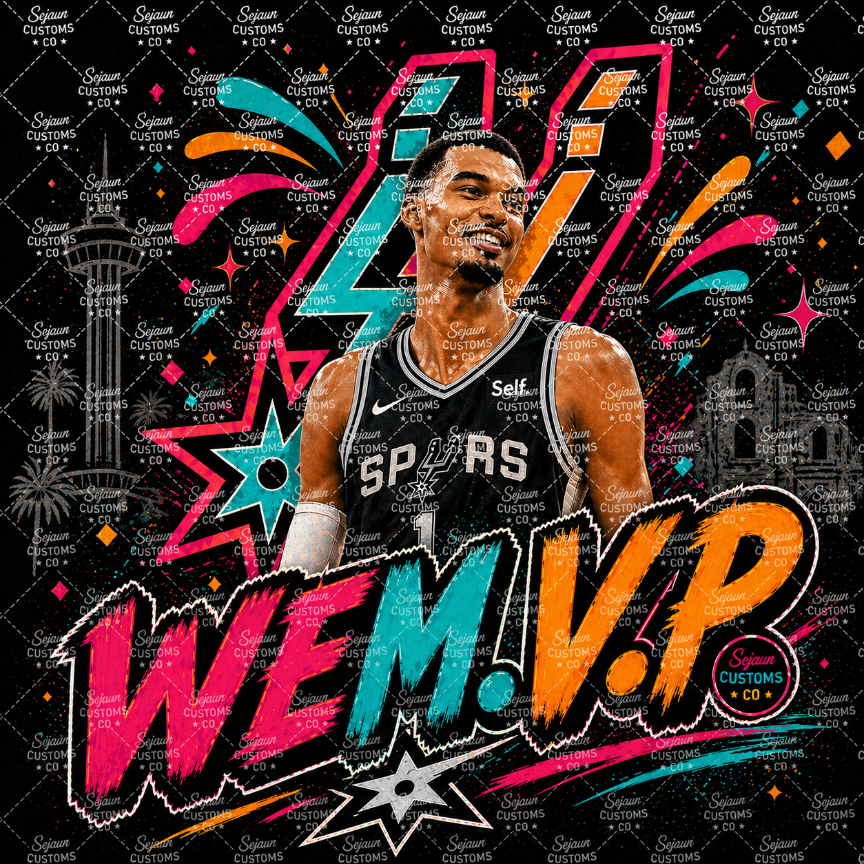 WEM.V.P. Basketball Inspired PNG File | Fiesta Color Digital Design | 210 Shirt Graphic Download
