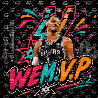 WEM.V.P. Basketball Inspired PNG File | Fiesta Color Digital Design | 210 Shirt Graphic Download