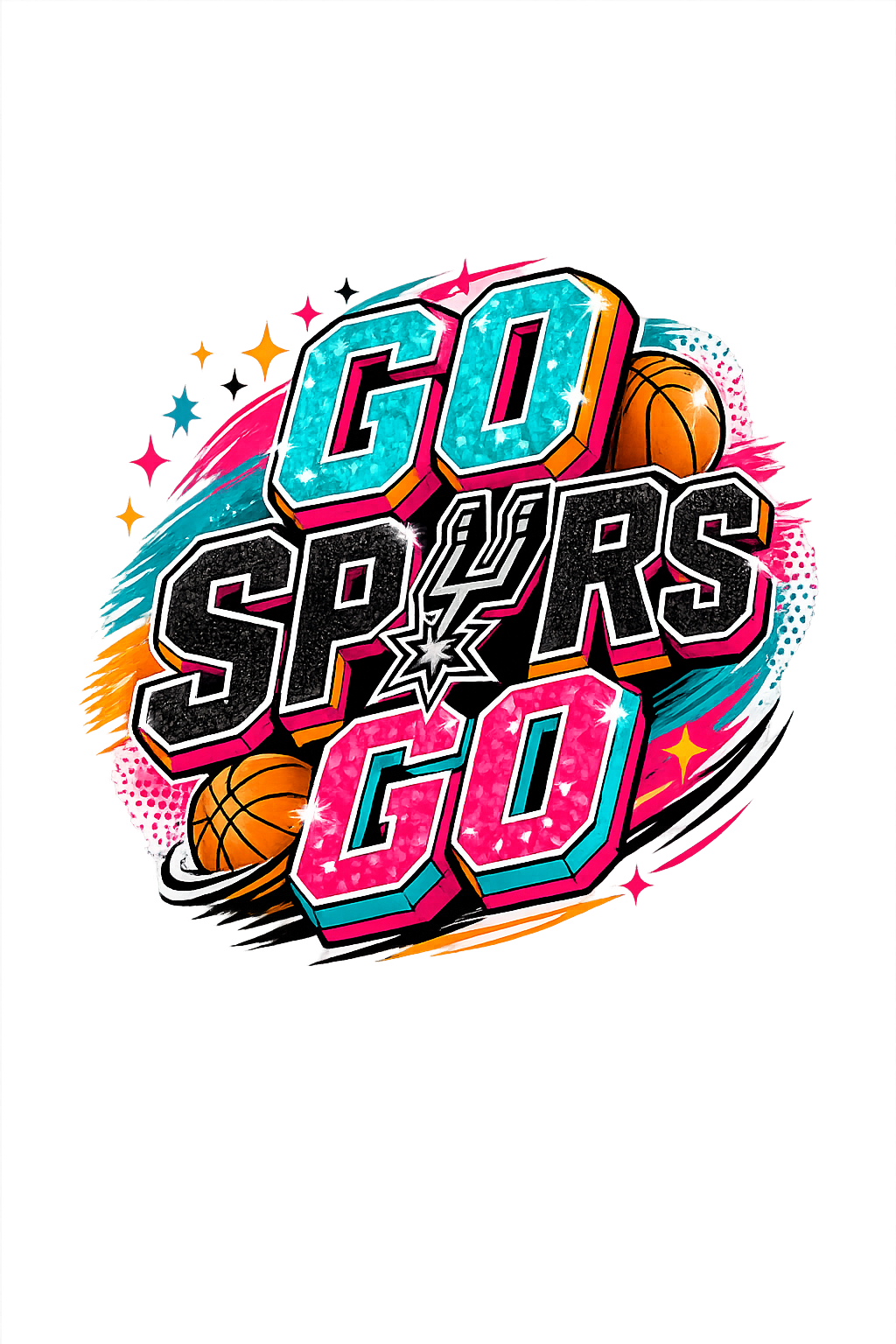 Fiesta “Go Spurs Go” Inspired Glitter DTF Transfer Only